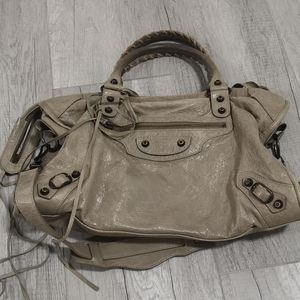 Balenciaga Nude Motorcycle Handbag